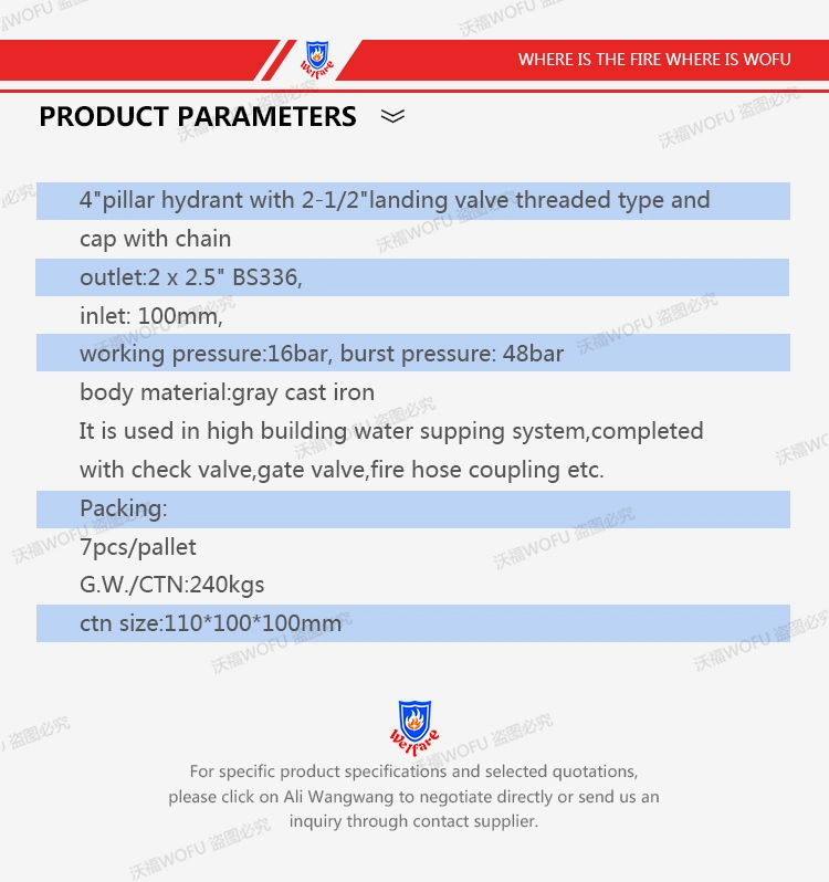 4"Pillar Type Fire Hydrant with 2-1/2"Landing Valve Parts